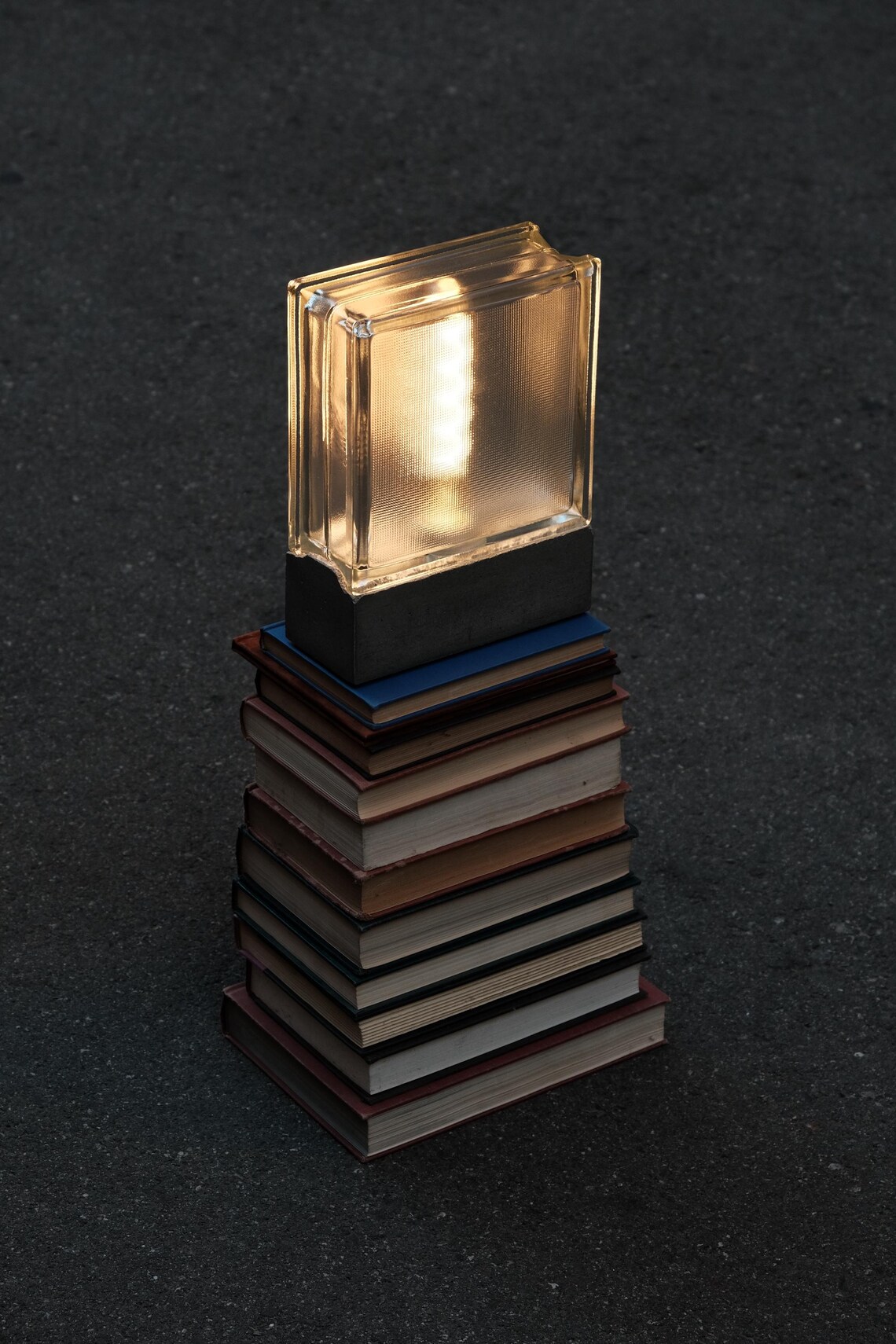 Lumaterra concrete and glass block lamp